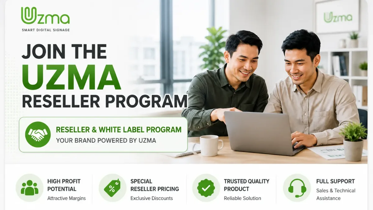 UZMA dashboard carrying a reseller's own logo and colours
